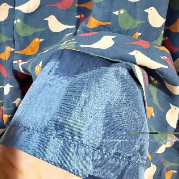 Comme Toi Women Small Blue Pleated Midi Skirt Bird Print Retro Look - Picture 6 of 7